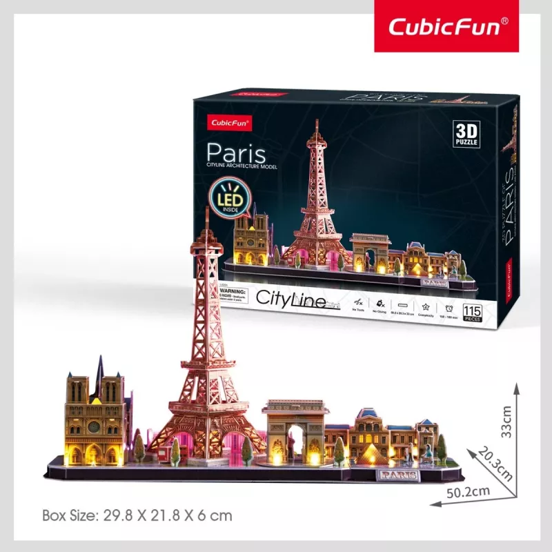 3D Puzzle CubicFun City Line Paris LED 115 tlg.