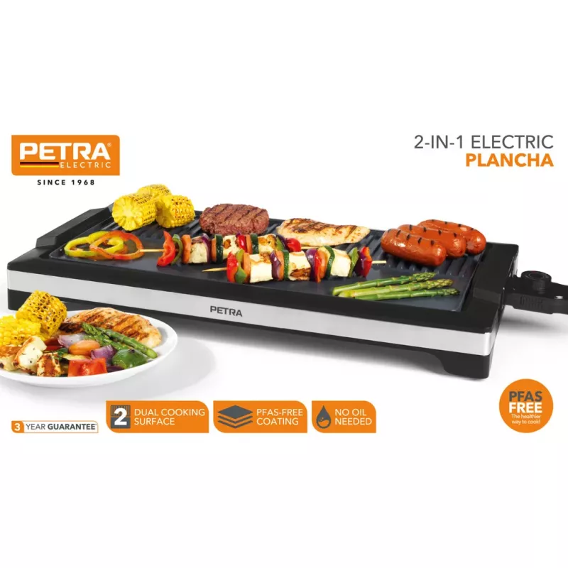 Elektrische Pancha Petra PT6244VDE 2-in-1 mit Antihaftbeschichtung und einstellbarer Temperaturregelung