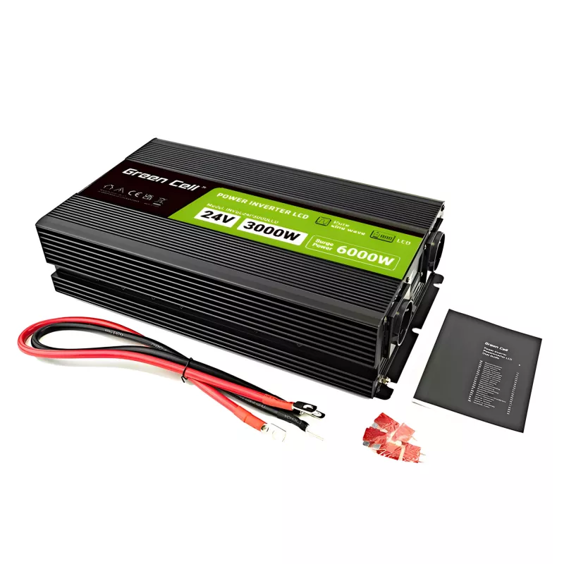 Auto-Wechselrichter Grün Cell INVGC24P3000LCD 24V 3000W Reiner Sinus, 230V 50Hz, LCD, Typ F