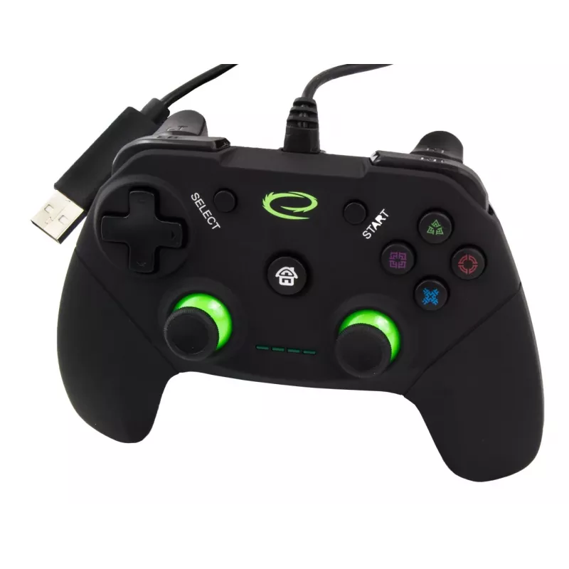 Gamepad ESPERANZA EGG110K kabelgebundenes USB mit Vibration, 12 Tasten, 1,5 m Kabel — für PC und PS3
