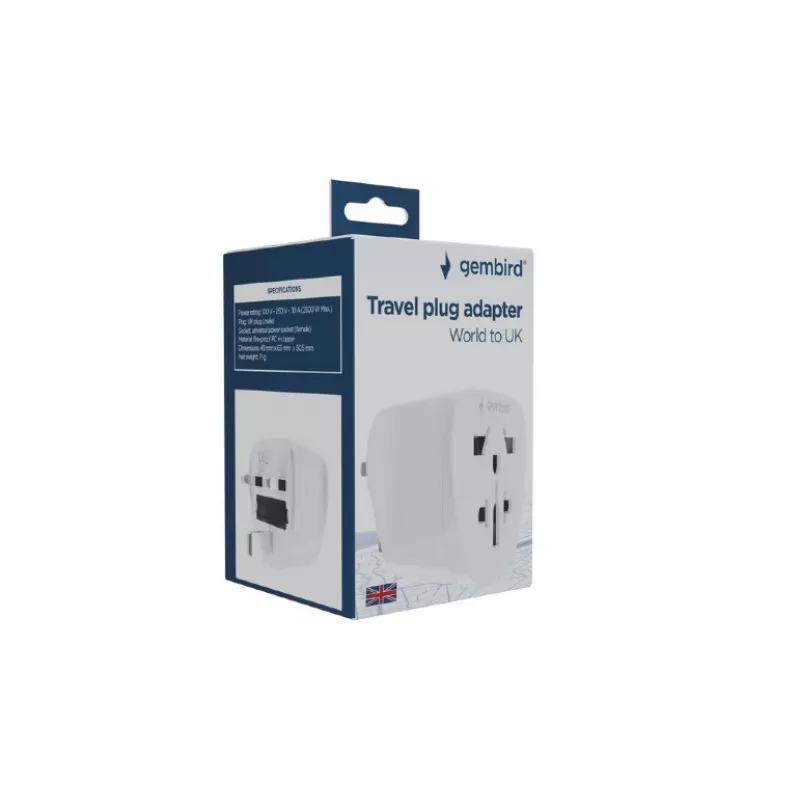 Netzadapter GEMBIRD A-AC-UKMINTF – UK-Typ-G-Stecker auf IEC-C13-Eingang, 15 A