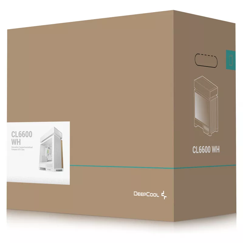 Desktop-PC-Gehäuse DeepCool CL6600 WH — weiß, unterstützt ATX/PS2/SFX/SFX-L-Netzteile, 140 mm vorne, 120/140 mm oben/hinten, 2,5-Zoll- und 3,5-Zoll-Laufwerke