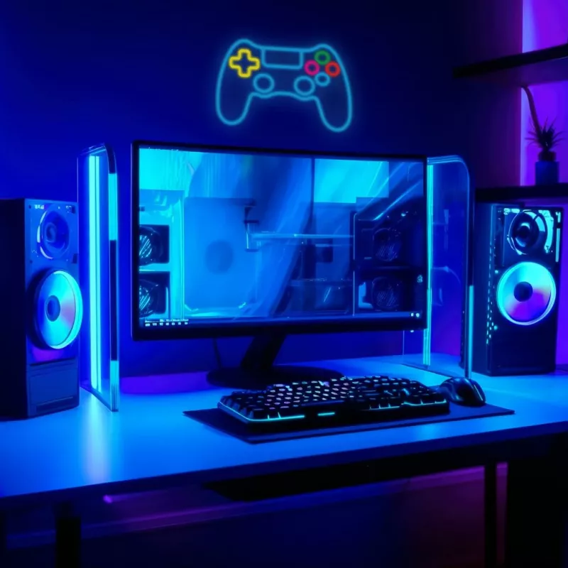Kabelgebundenes USB-Gamepad MANTA SNL63MT Neon Lights — PC-Controller mit USB-Anschluss