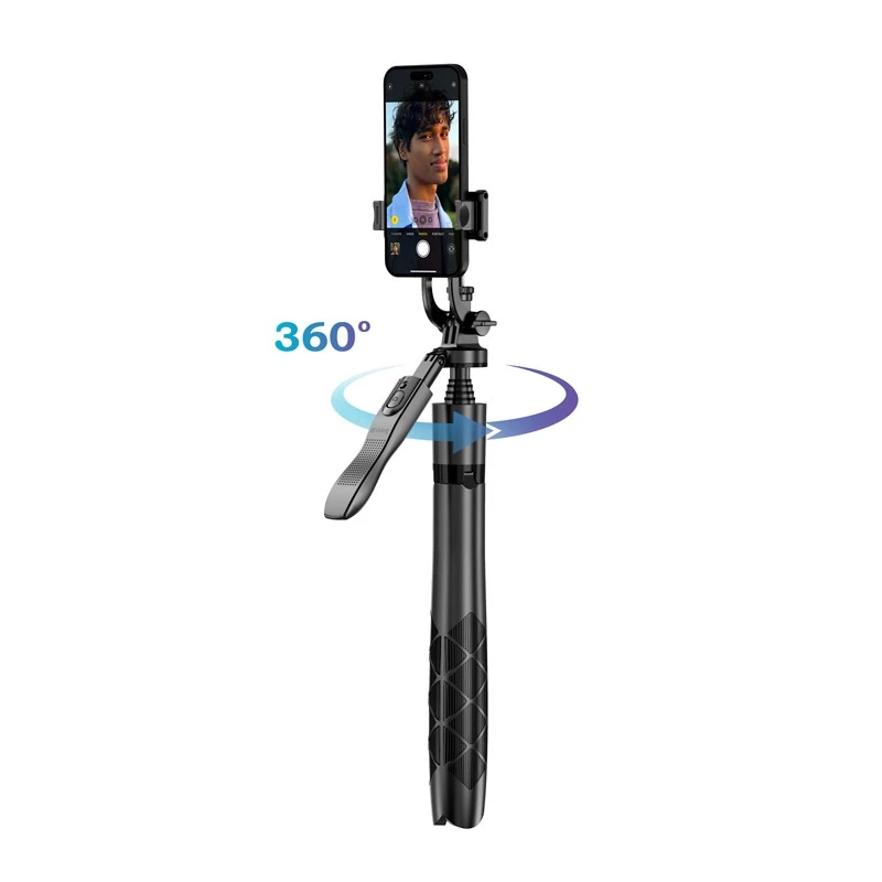Stativ-Selfie-Stick Crong CRGSGU1BLK Aluminium Bluetooth mit klappbaren Beinen und Handyhalterung
