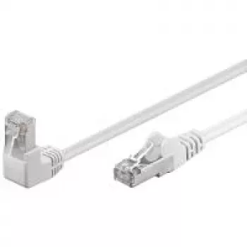 Wentronic Goobay CAT 5e Patch-Kabel 1x 90° gewinkelt, F/UTP, Weiß, 0,25 m - CCA-Kupfergemisch, 1x RJ45-Stecker 90° (8P8C) (94176)