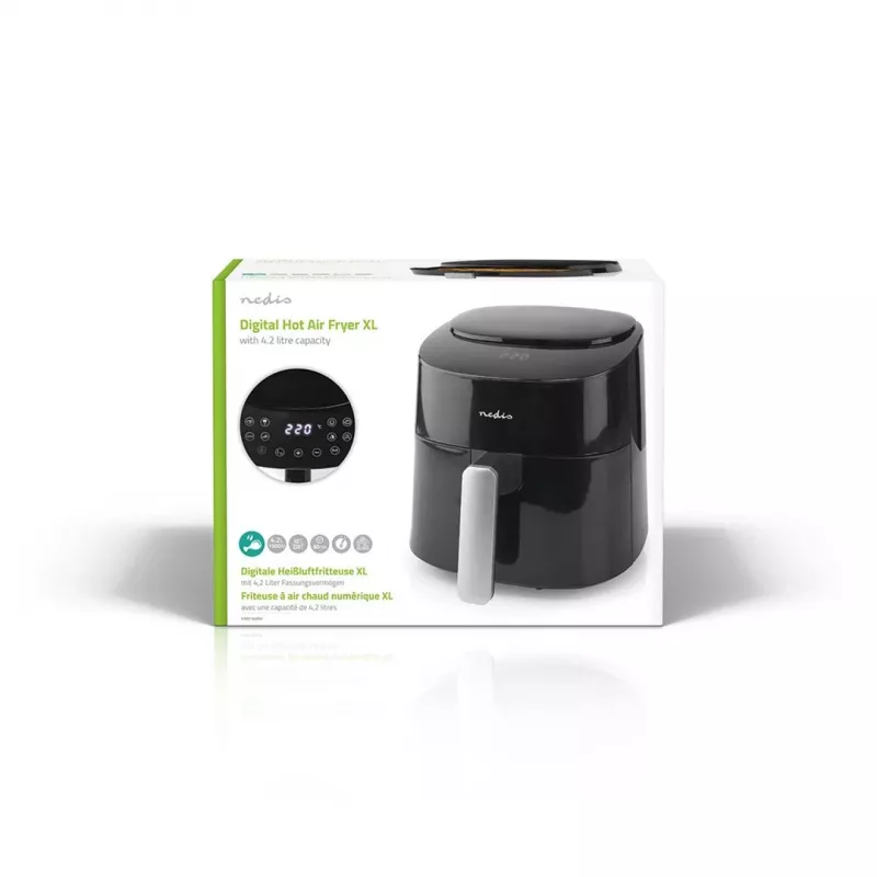 Heißluftfritteuse Nedis KAAF160BK, Einzelkorb, 4,2 L, 1300 W, Schwarz