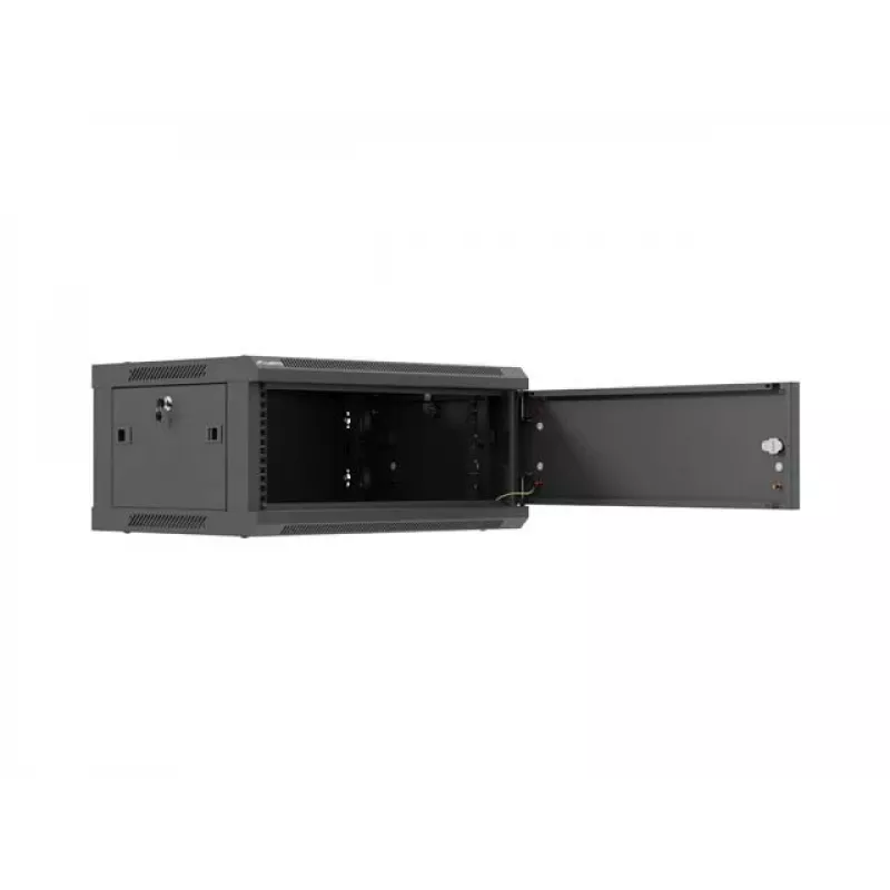 Wandmontage 19-Zoll-Rackschrank LANBERG 4U 600x450 mm schwarz mit Metalltür