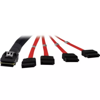 Inter-Tech - SATA-/SAS-Kabel - Serial ATA 150/300/600 - 4-Lane - 36 PIN 4iMini MultiLane auf SATA - 1,0 m - Rot (88885301)