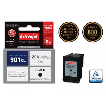 Activejet AH-901BRX Tinte (Ersatz für HP 901XL CC654AE; Premium; 20 ml; schwarz)
