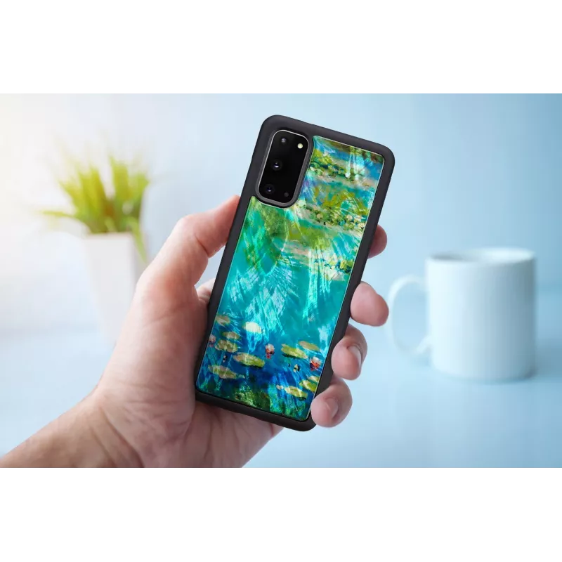Schutzhülle iKins für Samsung Galaxy S20 — Design Schwarz Water Lilies