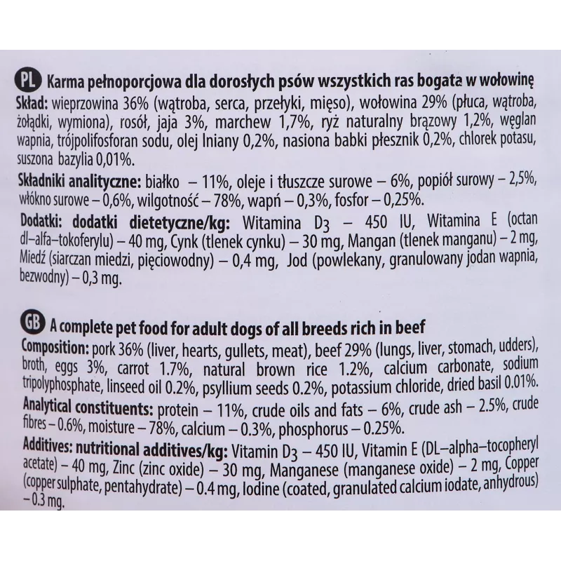 Dolina Noteci Premium Nassfutter für Hunde mit Rind, 400 g