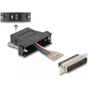 DeLOCK D-Sub 25-polig Stecker auf RJ12 Buchse Montagesatz schwarz
