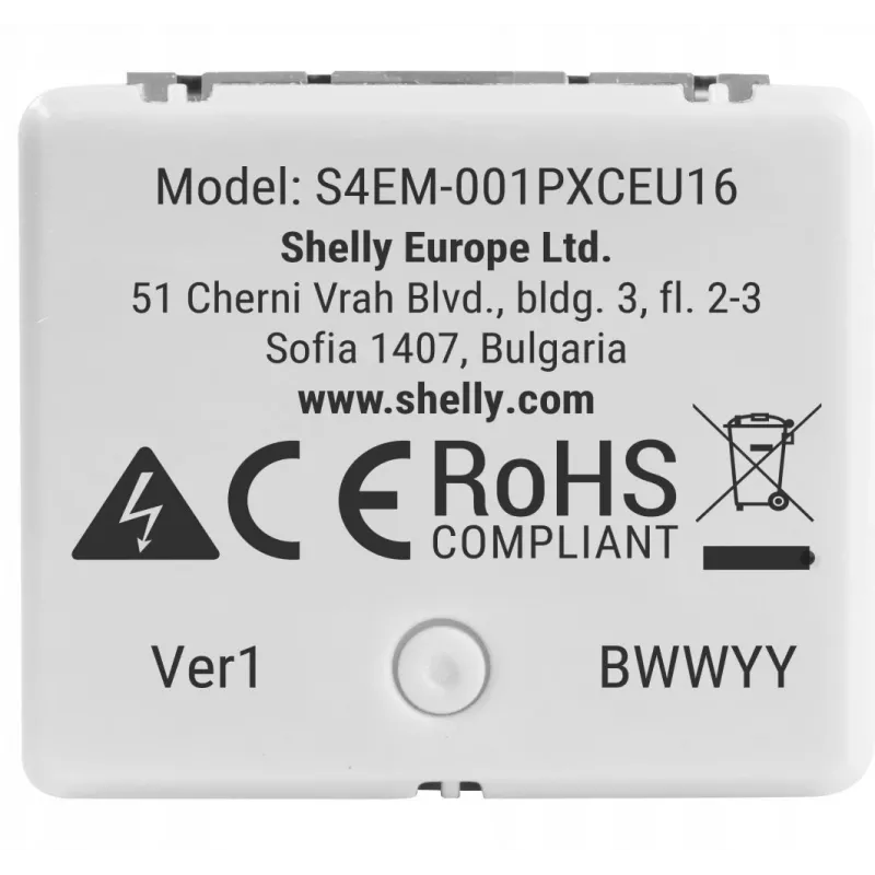 Smart-Relais Shelly Relay EM Mini Gen4 1-Kanal Wi‑Fi Matter Zigbee Bluetooth 8A, 110–240V, Energiezähler