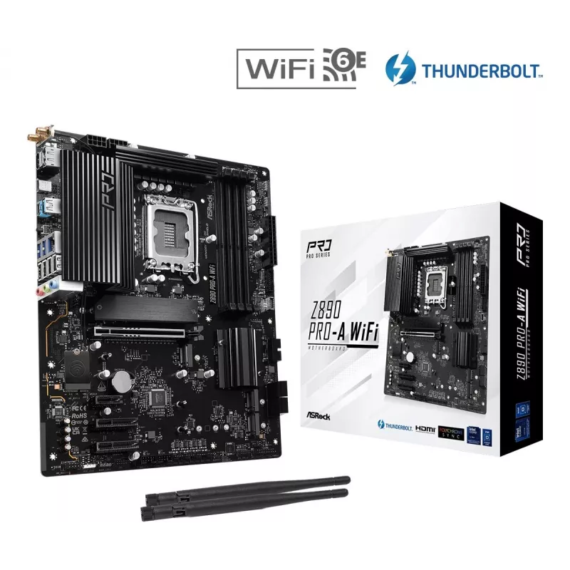 Mainboard ASRock Z890 Pro-A WiFi — Intel Z890, LGA 1851, ATX, DDR5, 4x DIMM, 256GB, Wi‑Fi 6E, 2.5Gb LAN