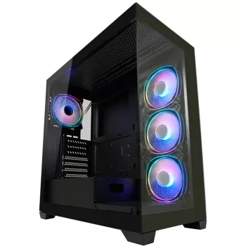 LC-Power Gehäuse MidiTower 715B schwarz USB3.2/Audio o.Netzteil SEAMLESS_X (LC-715B-ON)