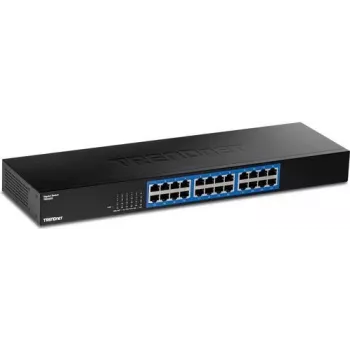 TRENDnet 24-Port Gigabit Switch, TEG-S25, 24 x Gigabit RJ-45 Ports, 48 Gbit/s Switching-Kapazität, Lüfterloses Design, Metallgehäuse, internes Netzteil