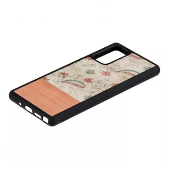 Handyhülle Mann und Holz für Samsung Galaxy Note 20 — Rosa Blume auf Schwarz