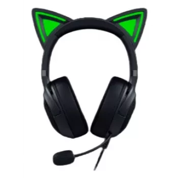 Kraken Kitty V2 - Schwarz, Gaming-Headset, Kitty-Ohren, Stream-Reaktive Beleuchtung, HyperClear-Kardioidmikrofon, 40-mm-TriForce-Treiber, integriertes Mikrofon in den Ohrmuscheln, Razer Chroma RGB (Ohr und Ohrmuscheln), Surround Sound: Nur verfügbar unter