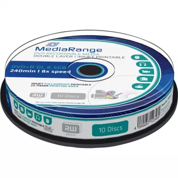 DVD+R DL MediaRange MR468 8,5 GB 8x Weiß Inkjet bedruckbar 10 Stück Spindel