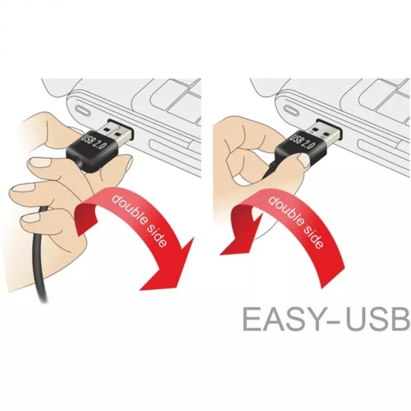 DeLOCK Easy - USB-Kabel - USB (M) links/rechts abgewinkelt, umkehrbar auf USB Typ B (M) - USB2.0 - 50 cm - Schwarz (85167)