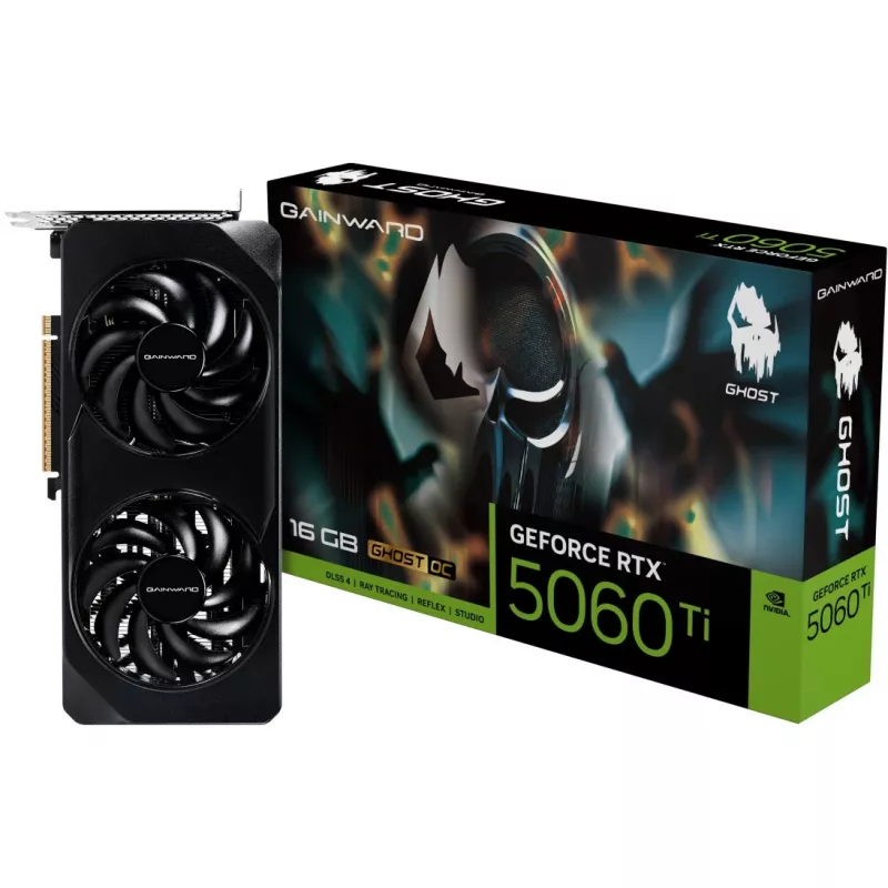 Grafikkarte GAINWARD GeForce RTX 5060 Ti Ghost OC — NVIDIA GeForce RTX 5060 Ti, 16 GB GDDR7, 128-bit, PCIe 5.0