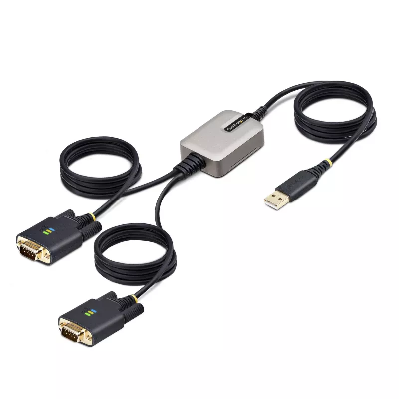 StarTech.com 13ft (4m) 2-Port USB-zu-Seriell-Adapterkabel, austauschbare DB9-Schrauben/Muttern, COM-Retention, USB-A auf DB9 RS232, FTDI, Level-4 ESD-Schutz, Windows/macOS/ChromeOS/Linux – Robuste TPE-Konstruktion