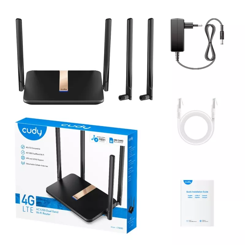 Cudy LT500D Wireless Router Fast Ethernet Dual-Band (2,4 GHz / 5 GHz) 4G Schwarz