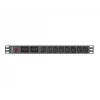 Rack-Mount-Stromverteilungseinheit LANBERG PDU-02I1908I-0200-C20-BK — 1U, 10×C13, 16A, 2 m Kabel, 19 Zoll