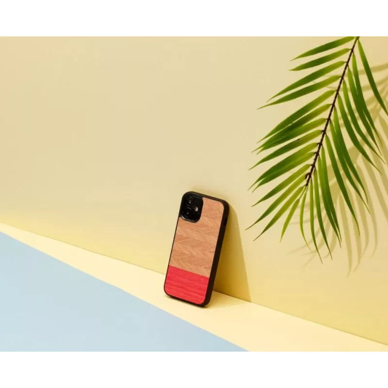 Schutz-Handyhülle Man and Wood für iPhone 12 mini – Fischgrätmuster azalea Schwarz