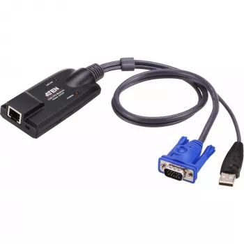 ATEN USB - VGA auf Cat5e/6 KVM-Adapterkabel (CPU-Modul), PS/2, PS/2, VGA, Schwarz, Blau, Metallisch, RJ-45, 1 x RJ-45