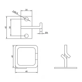 ROLINE Kabeldurchführung, 40x40 mm, Metall, seitlicher Kabeleingang