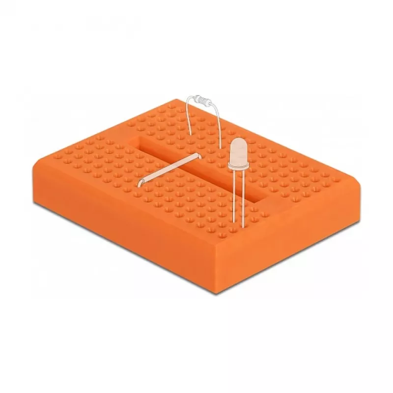 Breadboard DELOCK 18319, Kunststoff-Prototyping-Board, orange, 36×46×10 mm