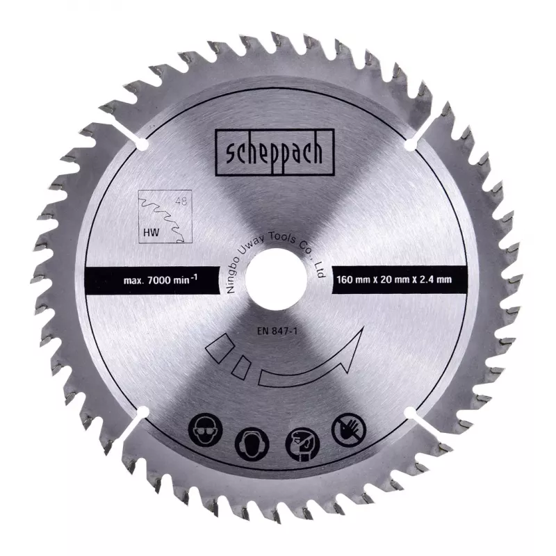 Kreissäge Scheppach PL55, 1200 W, 230 V, Blatt Ø160 mm, 24 Zähne, Schnitttiefe 49,5 mm (90°), schwenkbar, Holz
