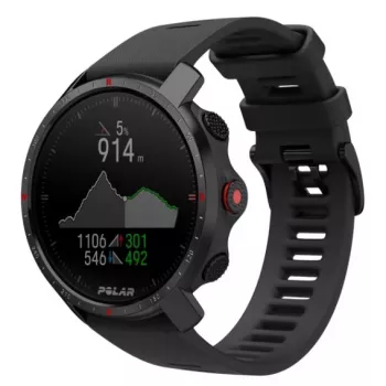 Polar Grit X Pro - Titanium - Sportuhr mit Armband - perforiertes Leder - grau - Bandgröße: M/L - Display 3cm (1,2 inch) - Bluetooth - 41 g (90085777)
