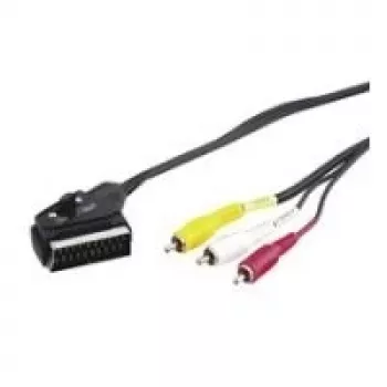Wentronic Goobay Scart/RCA-Adapterkabel, Schwarz, 2 m - SCART-Stecker (21-polig) > 3x RCA-Stecker (50364)