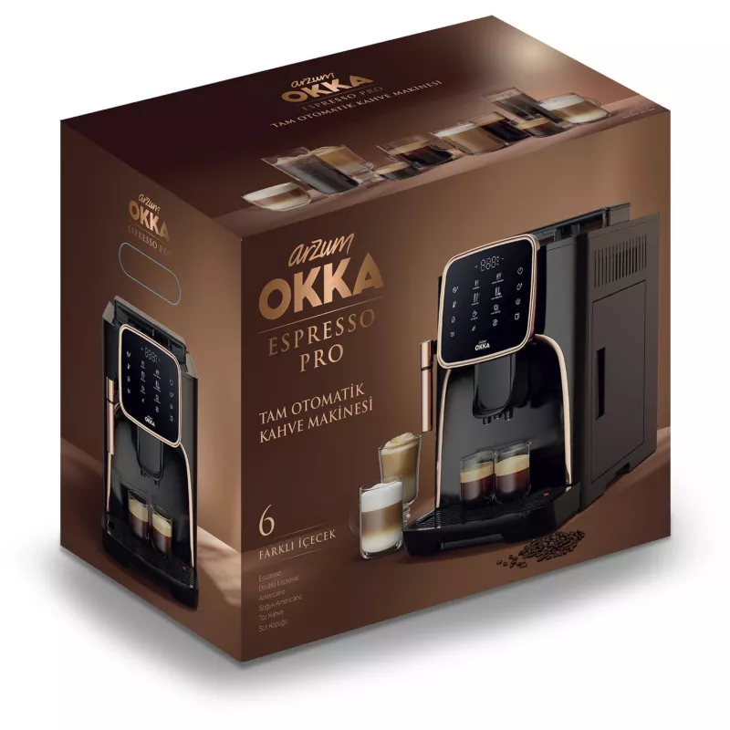 Okka Espresso Pro, Vollautomat Schwarz/Bronze, 1450 Watt