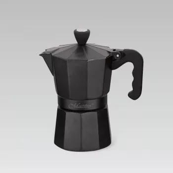 Moka-Kanne Maestro MR-1666-3-Schwarz, manuelle Aluminium-Kaffeemaschine für 3 Tassen, 150 ml, schwarz