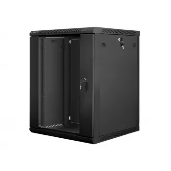 Lanberg wandmontierbarer Installationsschrank 19'' 15U 600x600mm schwarz (Glastür)