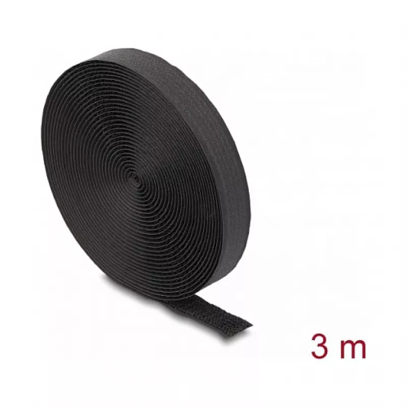 DeLOCK Klettband 3 m x 20 mm schwarz Nylon