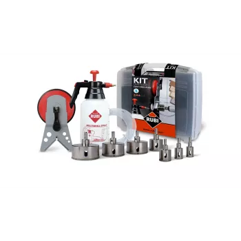 Bohrersatz RUBI Easy Gres Plus Kit — 7 Stück Diamantbohrer, 27 mm Länge, für Porzellan, mit Transportkoffer