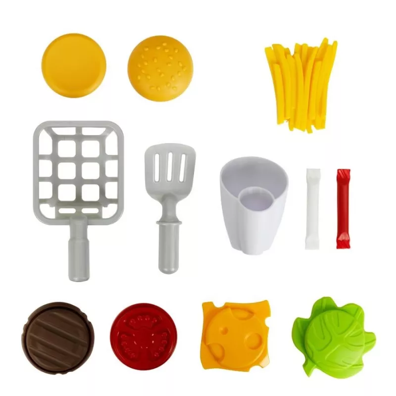 Play Burger Shop Set KLEIN 7336 — kompaktes, leicht zu reinigendes Rollenspiel-Spielzeug für Kinder