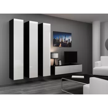 Cama geschlossen Schrank VIGO '180' 180/40/30 weiß/schwarz glänzend