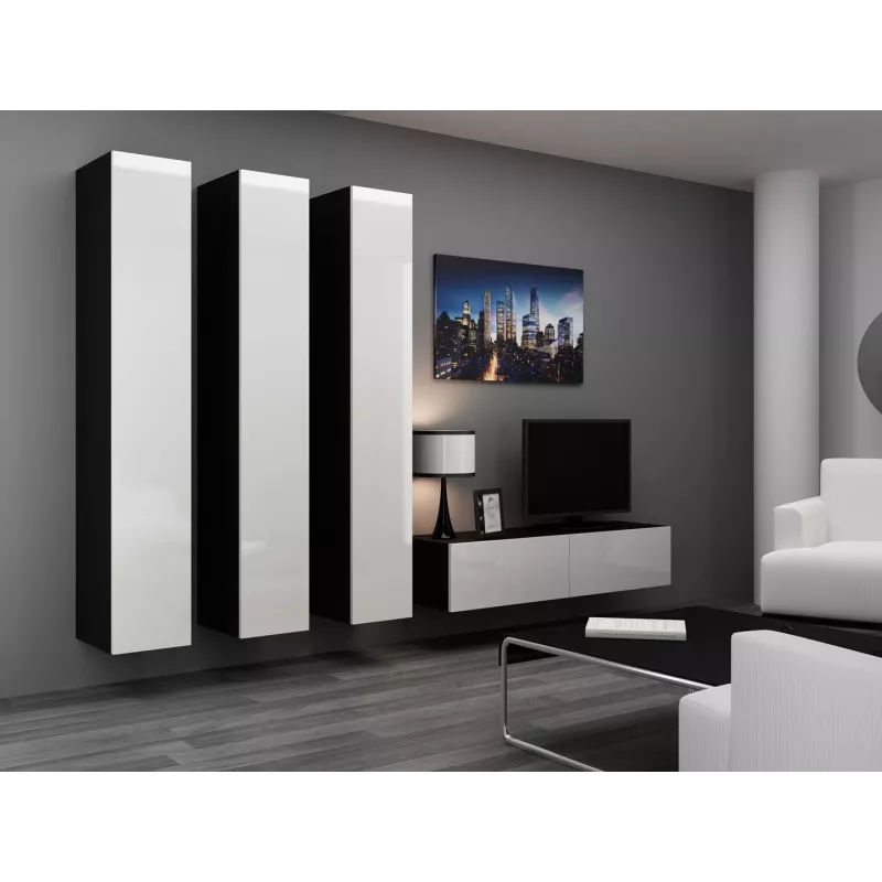 Cama geschlossen Schrank VIGO '180' 180/40/30 weiß/schwarz glänzend