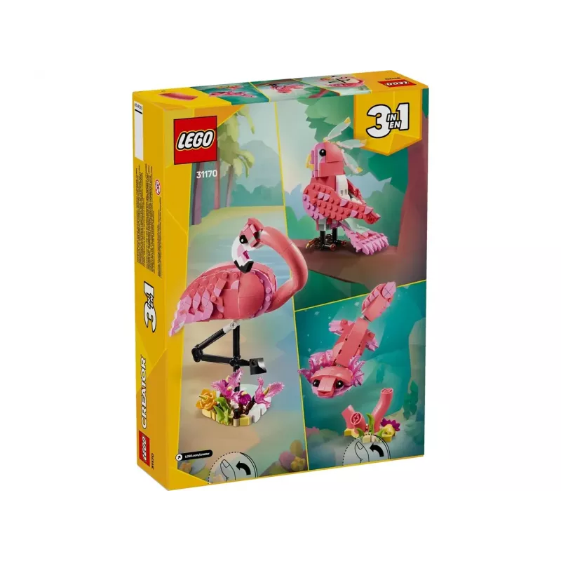 LEGO Creator 3-in-1 Pink Flamingo 31170 Bauset, 288 Teile, Höhe 230 mm, empfohlenes Alter 8+