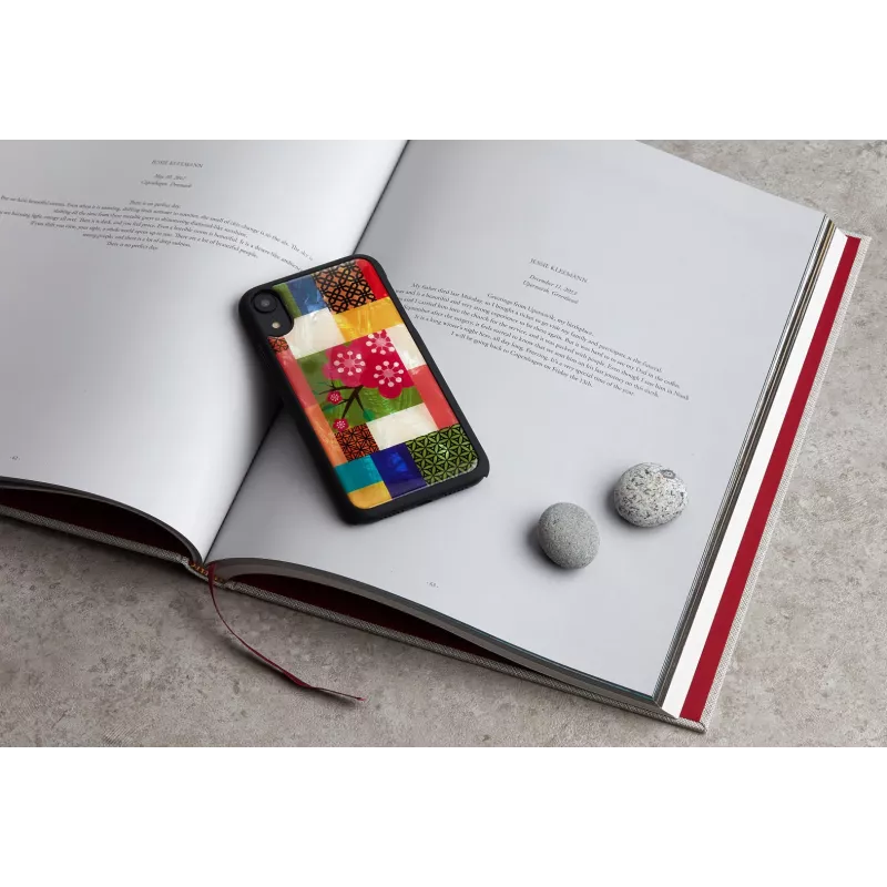 Handyhülle iKins für iPhone XR — Kirschblütenmuster, schwarz