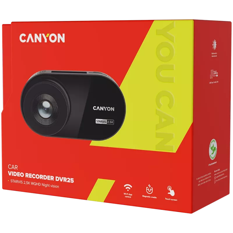 Canyon Dashcam DVR25 WQHD/2.5k/WiFi/App/SD-Karte schwarz Einzelhandel