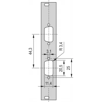 SCHROFF Frontplatte SUB-D Ausbruch - TEILFRONTPL.3HE 4TE 2X9 DC (30118336)