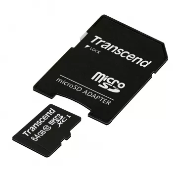 Flash Memory Transcend 64GB MicroSDXC Class 10 Adapter