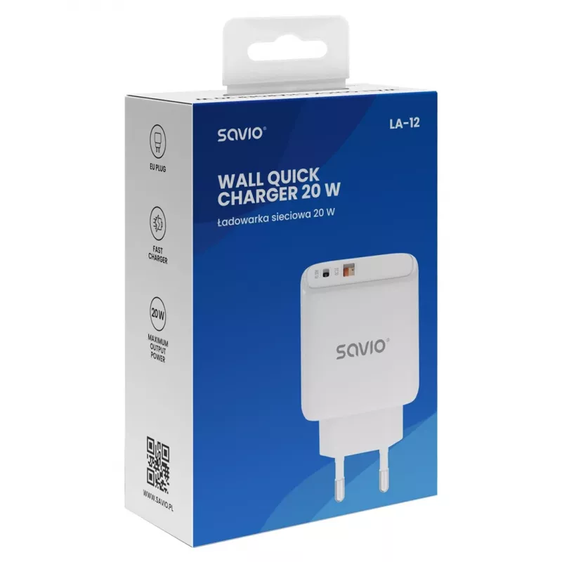 Savio LA-12 Ladegerät für Mobilgeräte Universal Weiß AC Schnellladen Indoor