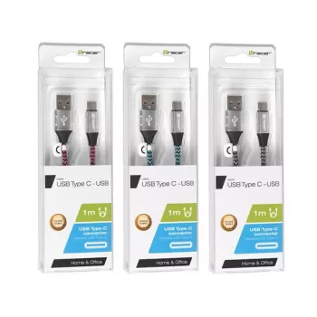 Kabel USB 2.0 Typ-C Stecker - C Stecker 1,0m schwarz-silber